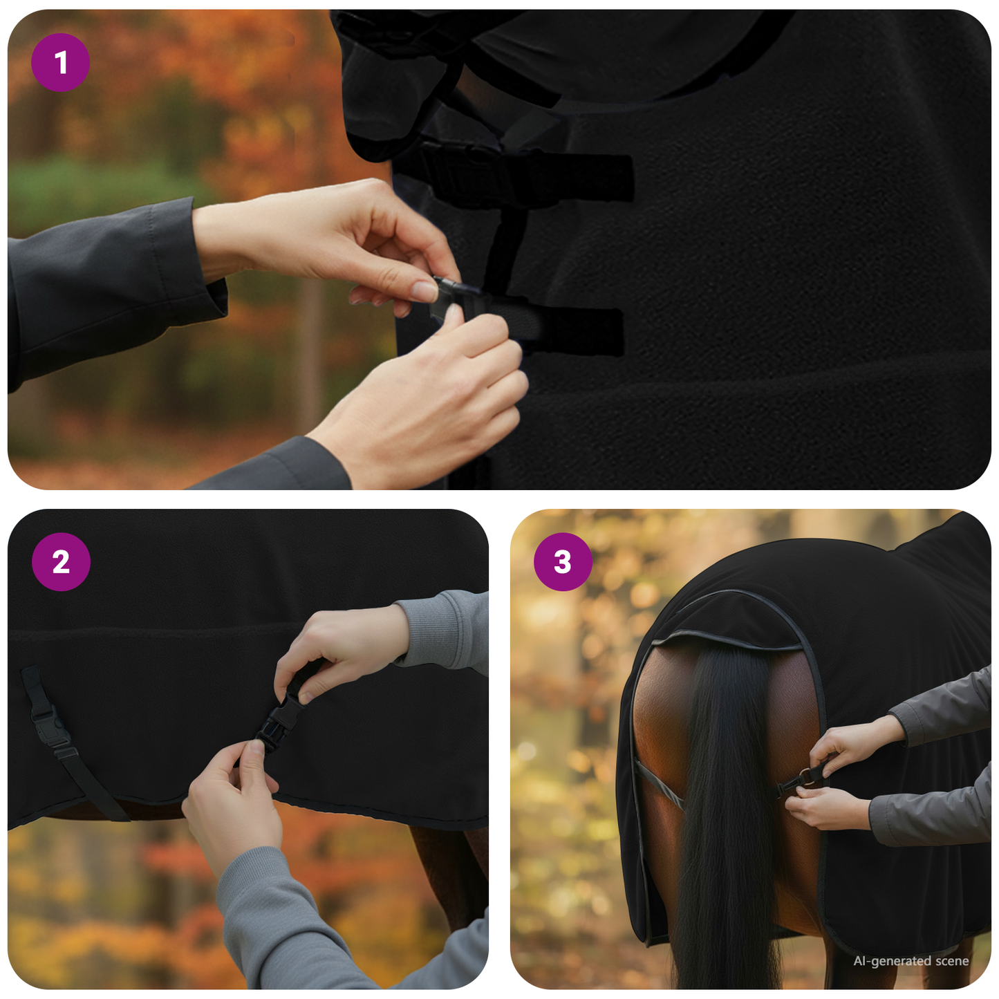 Horse Blanket Black 125 cm Polyester Fleece