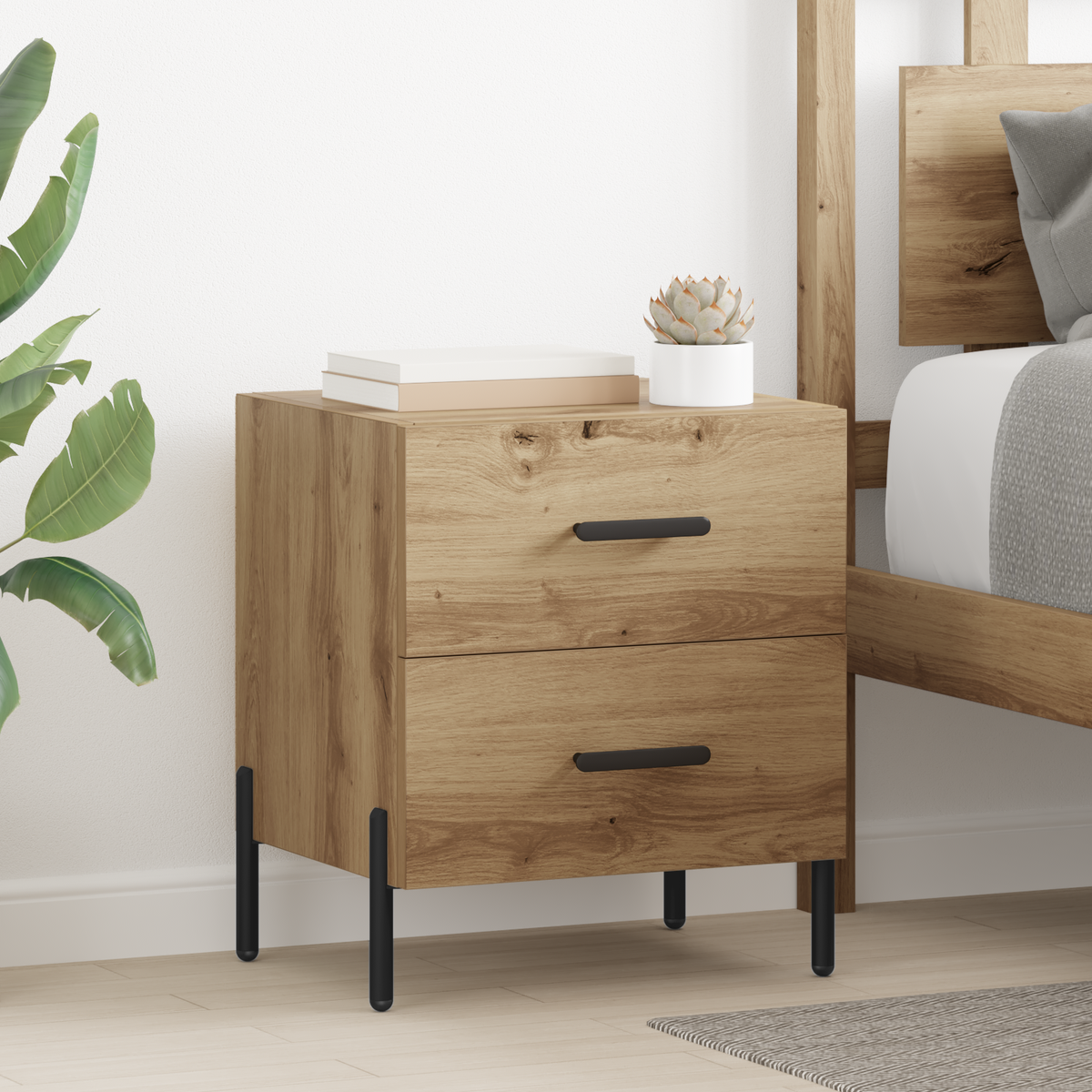 Bedside Cabinet 2 pcs Artisan Oak 40 x 35 x 47.5 cm