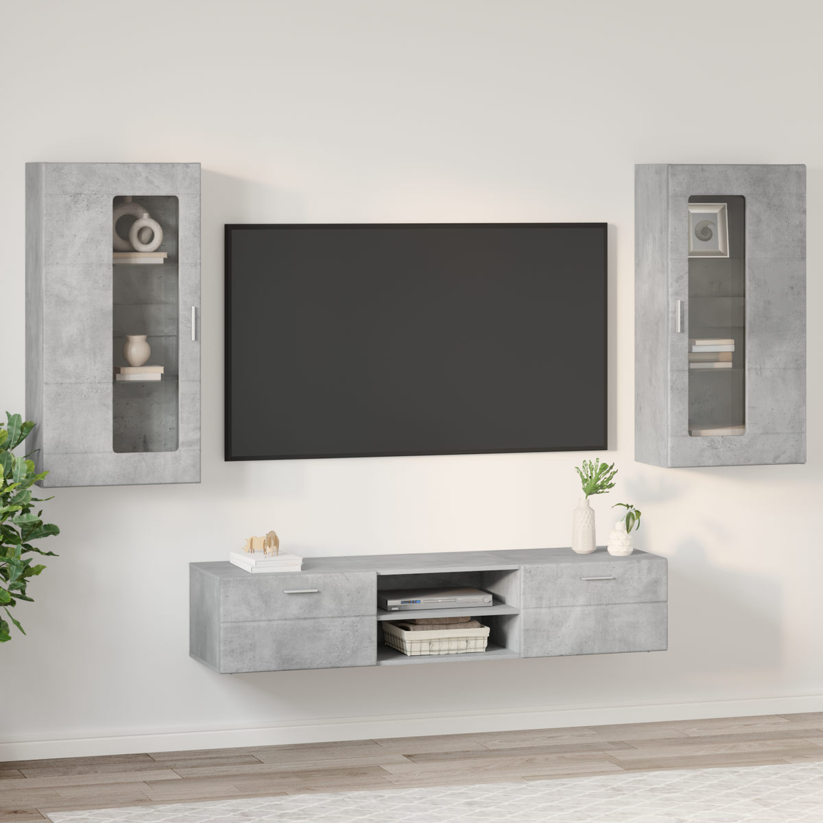 TV Cabinet Set FLORIN 3 pcs 150 x 39 x 30 cm Concrete Grey
