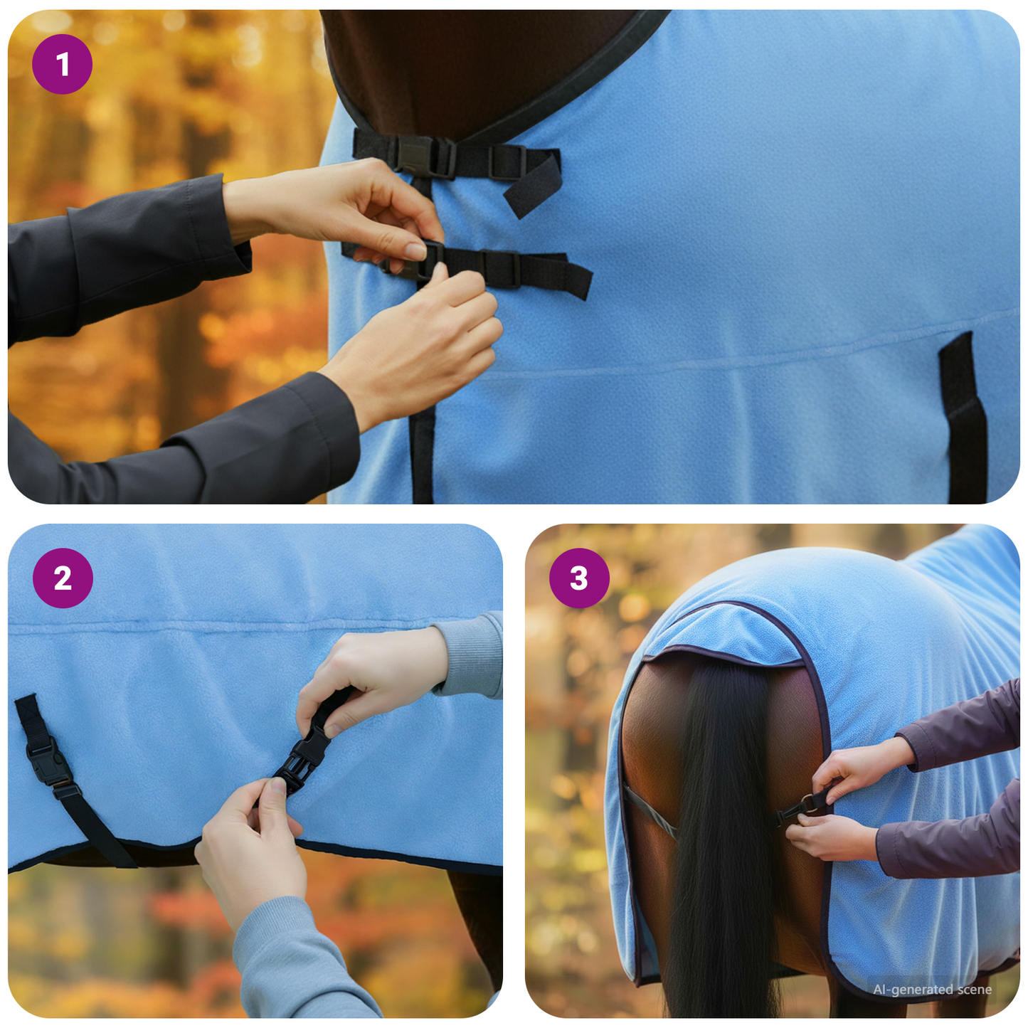 Horse Blanket Full Aqua 135 cm Polyester Fleece