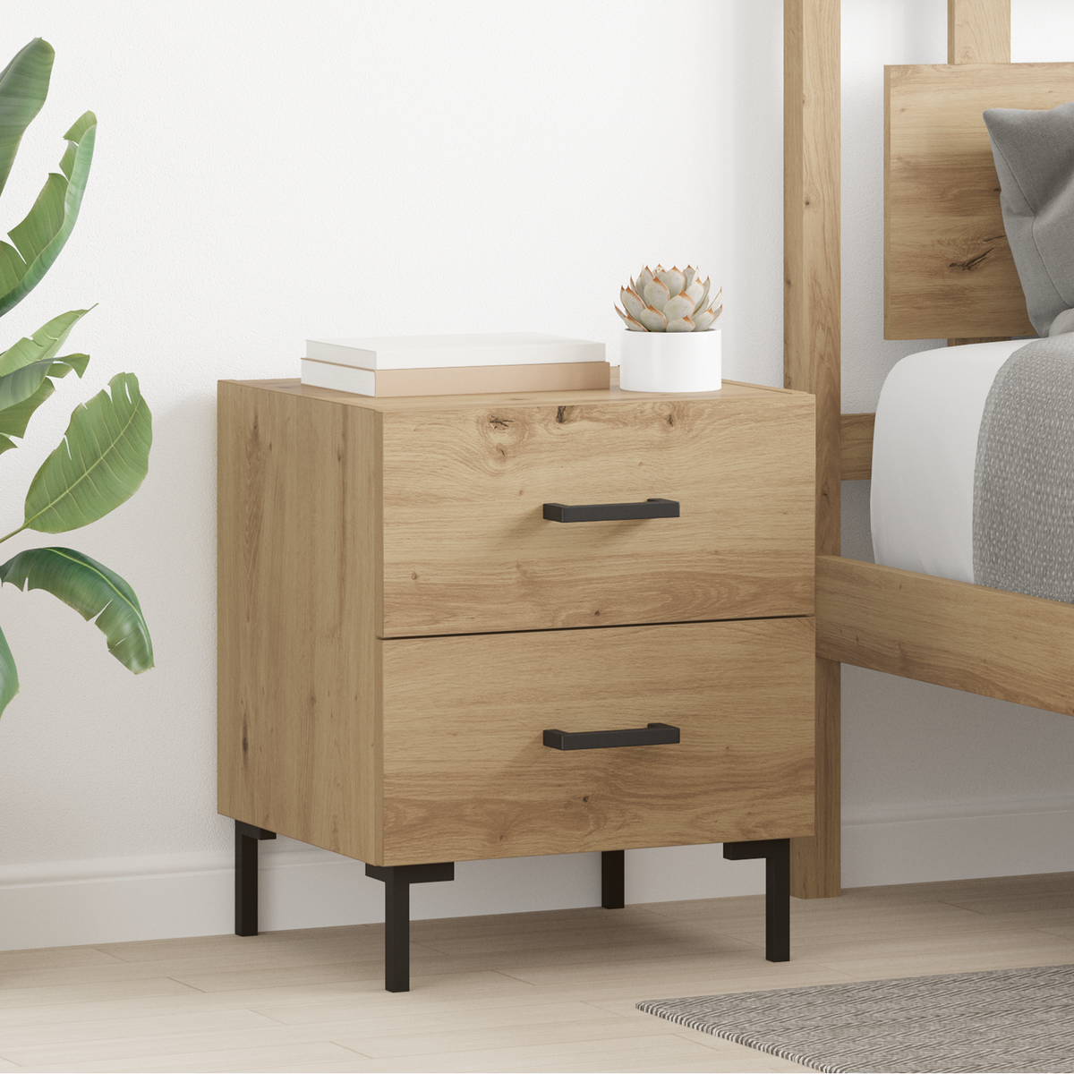 Bedside Cabinet 2 pcs Artisan Oak 40 x 35 x 47.5 cm