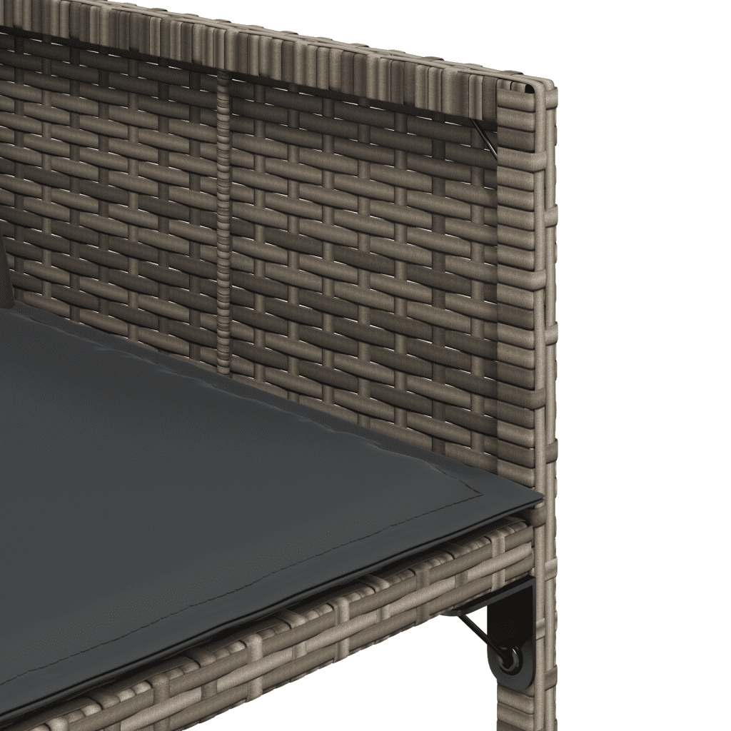 7 Piece Garden Dining Set with Cushions Grey Poly Rattan