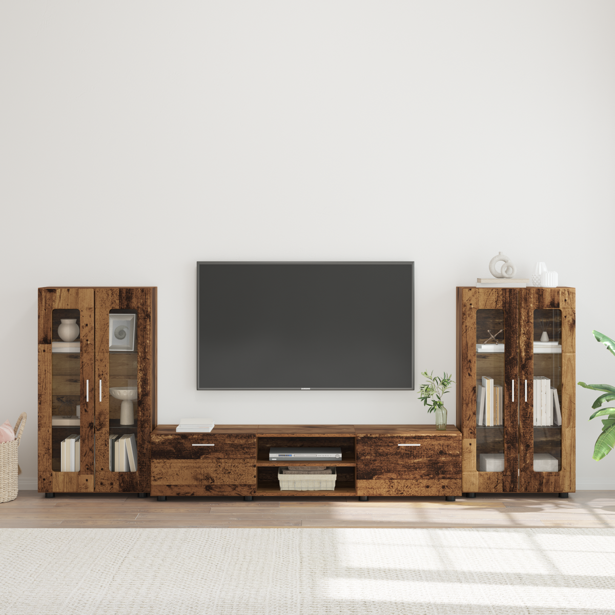 TV Cabinet Set FLORIN 3 pcs 150 x 39 x 30 cm Old Wood