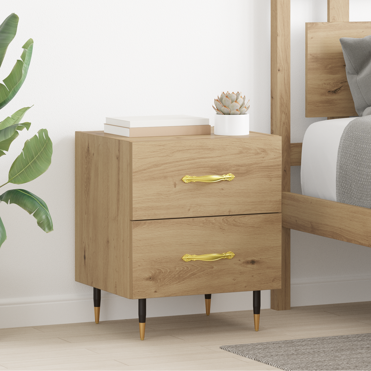 Bedside Cabinet 2 pcs Artisan Oak 40 x 35 x 47.5 cm