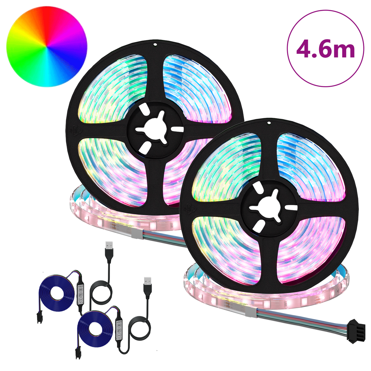 LED Strip 2 pcs Black and Transparent Copper and Plastic