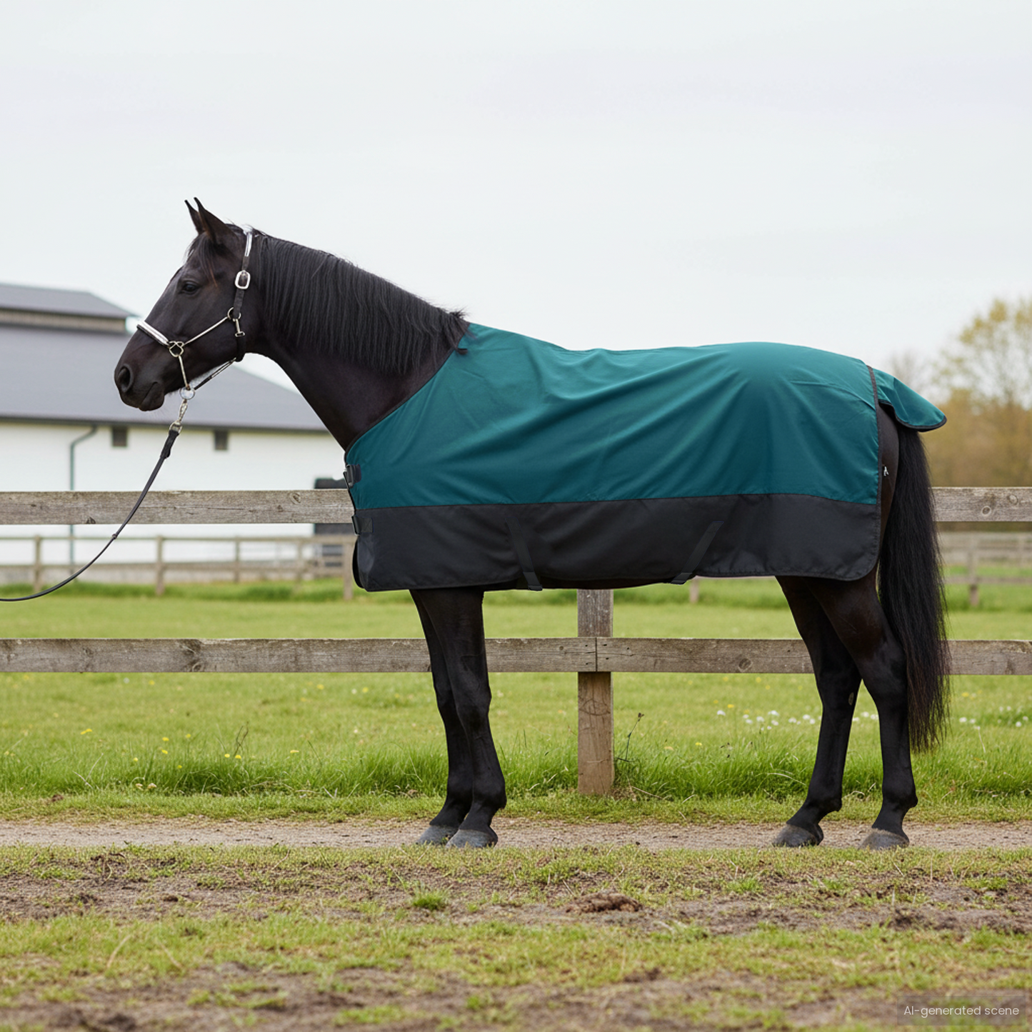 Horse Blanket Dark Green and Black 145 cm Polyester