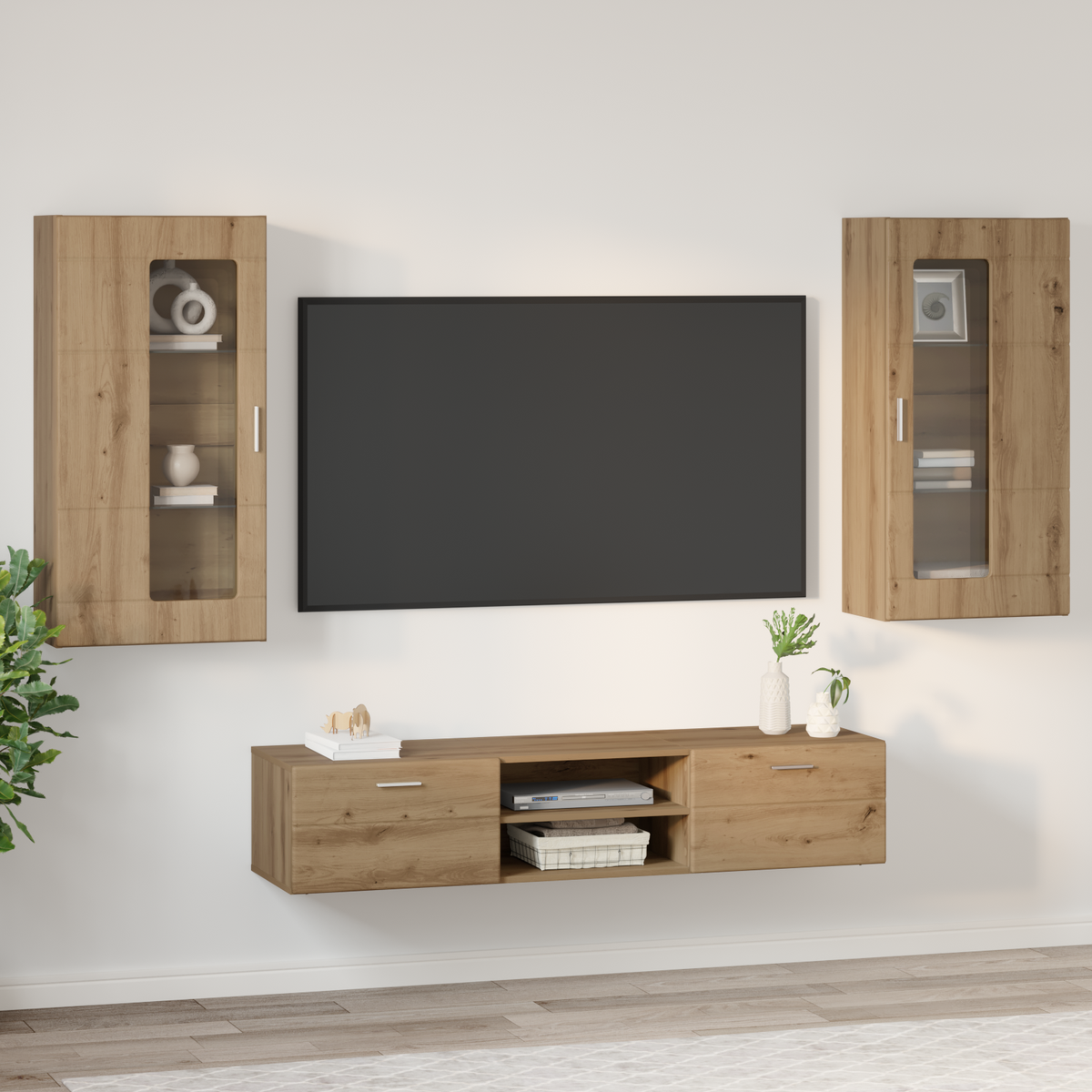 TV Cabinet Set FLORIN 3 pcs 150 x 39 x 30 cm Artisan Oak