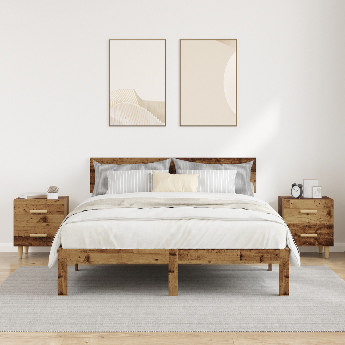 Bed Cabinet 2 pcs Old Wood 40 x 35 x 47.5cm Engineered Wood