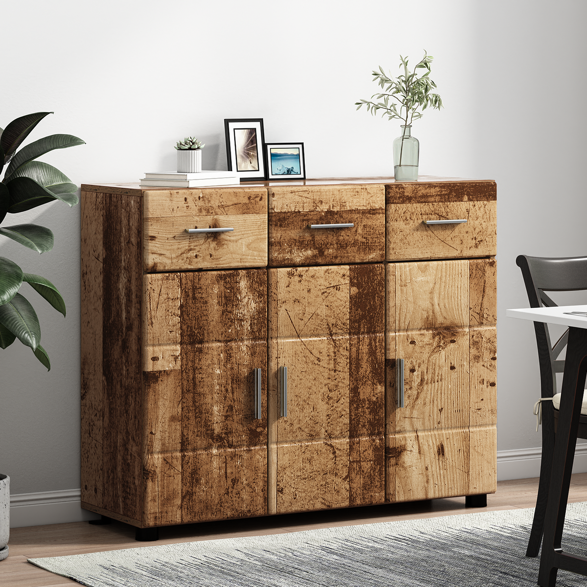 Sideboard FLORIN 88.5 x 30.5 x 73 cm Old Wood Engineered Wood