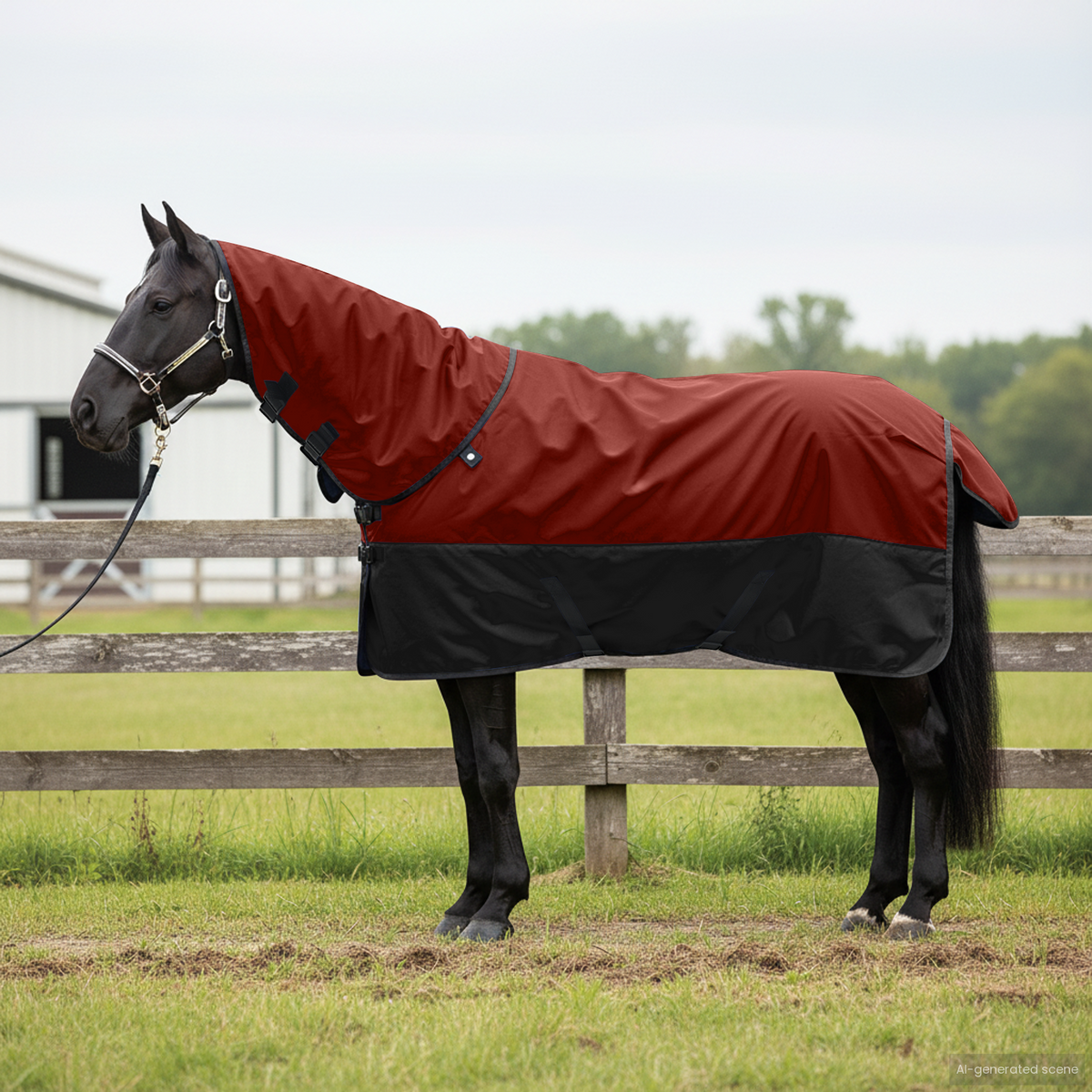 Horse Blanket Bordeaux and Black 75 cm Polyester