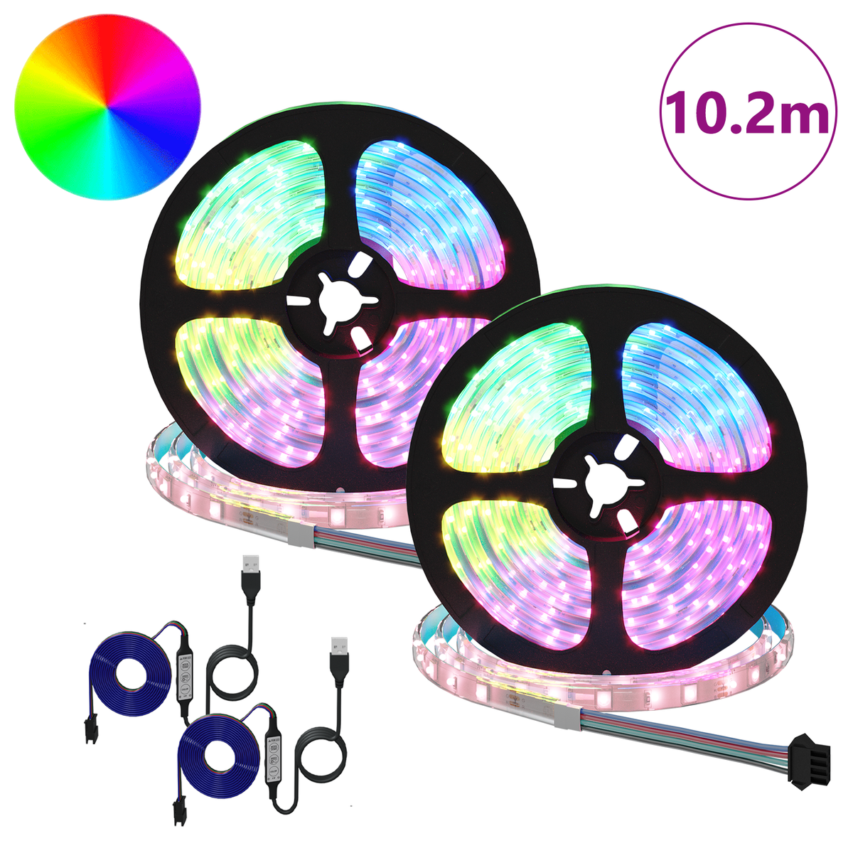 LED Strip 2 pcs Black and Transparent Copper and Plastic