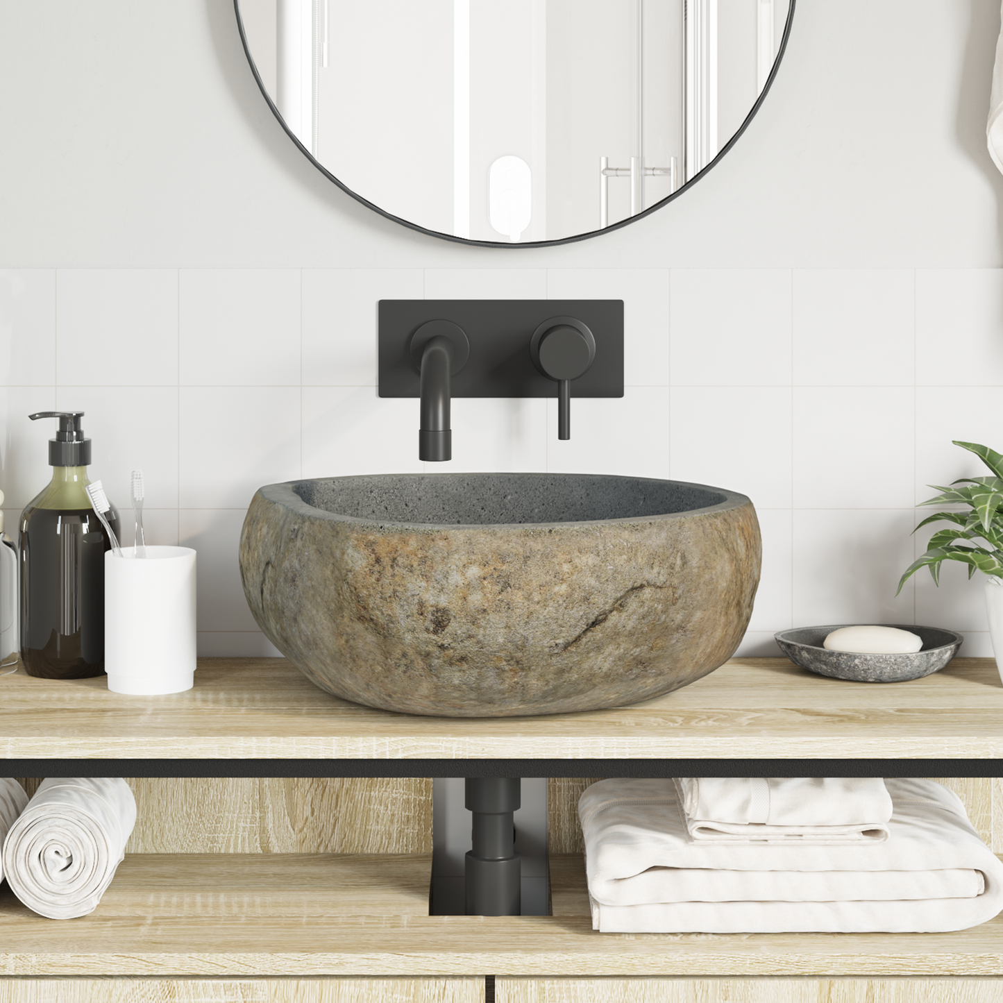 Riverstone basin Light Grey 45 x 35 x 15 cm River Stone