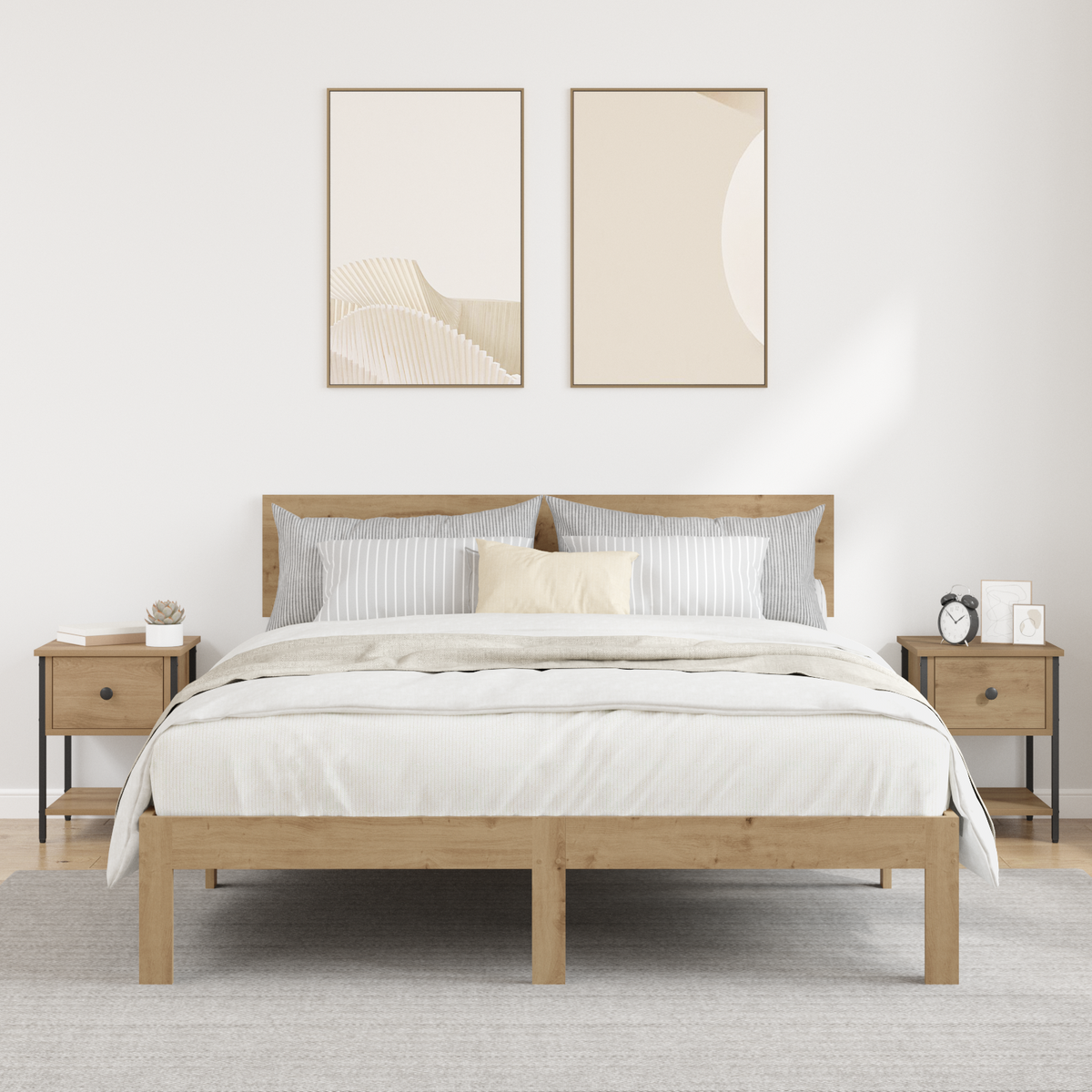 Bedside Table 2 pcs Artisan Oak 34 x 35.5 x 45 cm