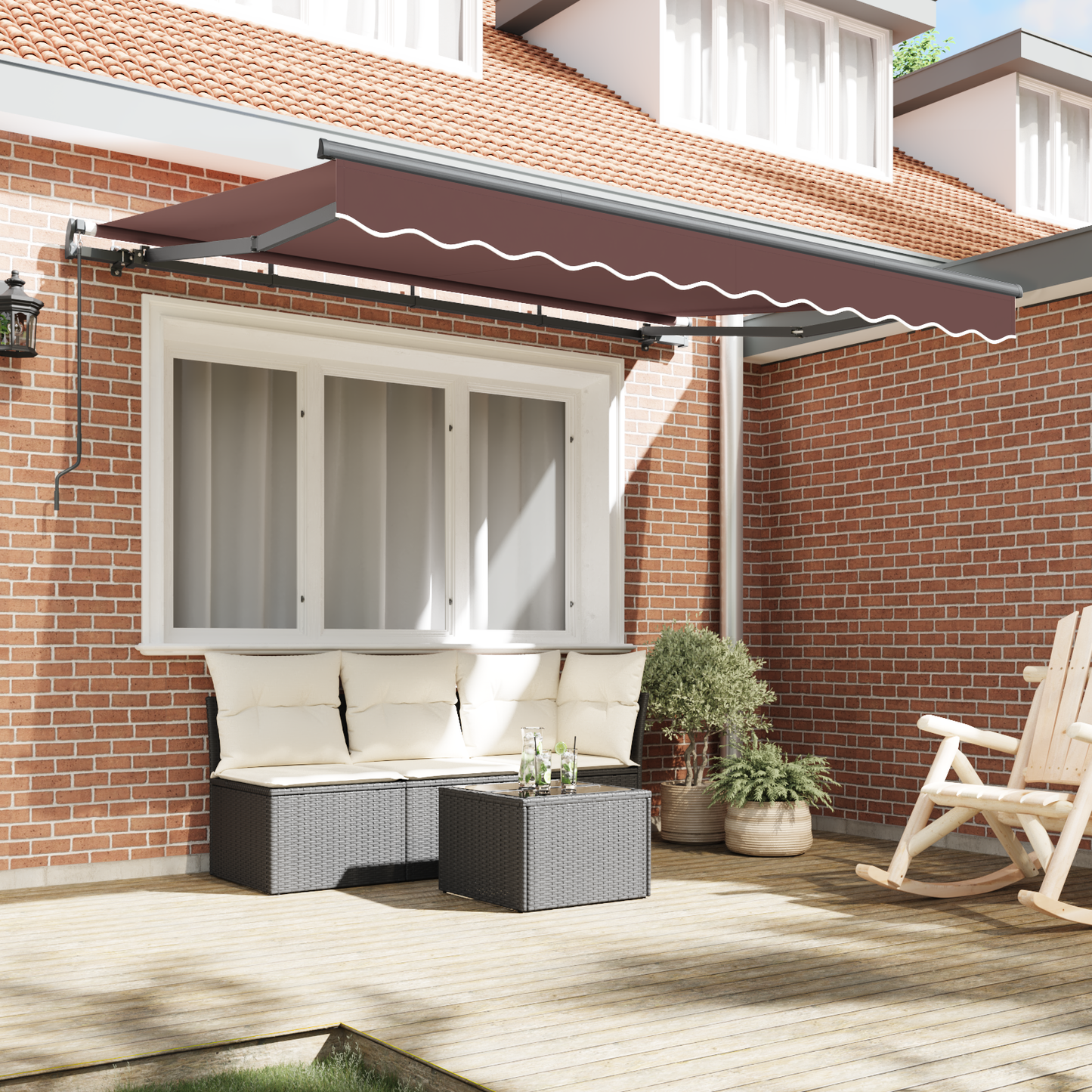 Retractable Awning Brown 350 x 200 cm Fabric