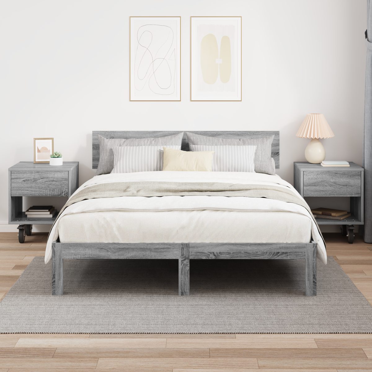 Bedside Table 2 pcs Grey Sonoma 40.5 x 40 x 48 cm