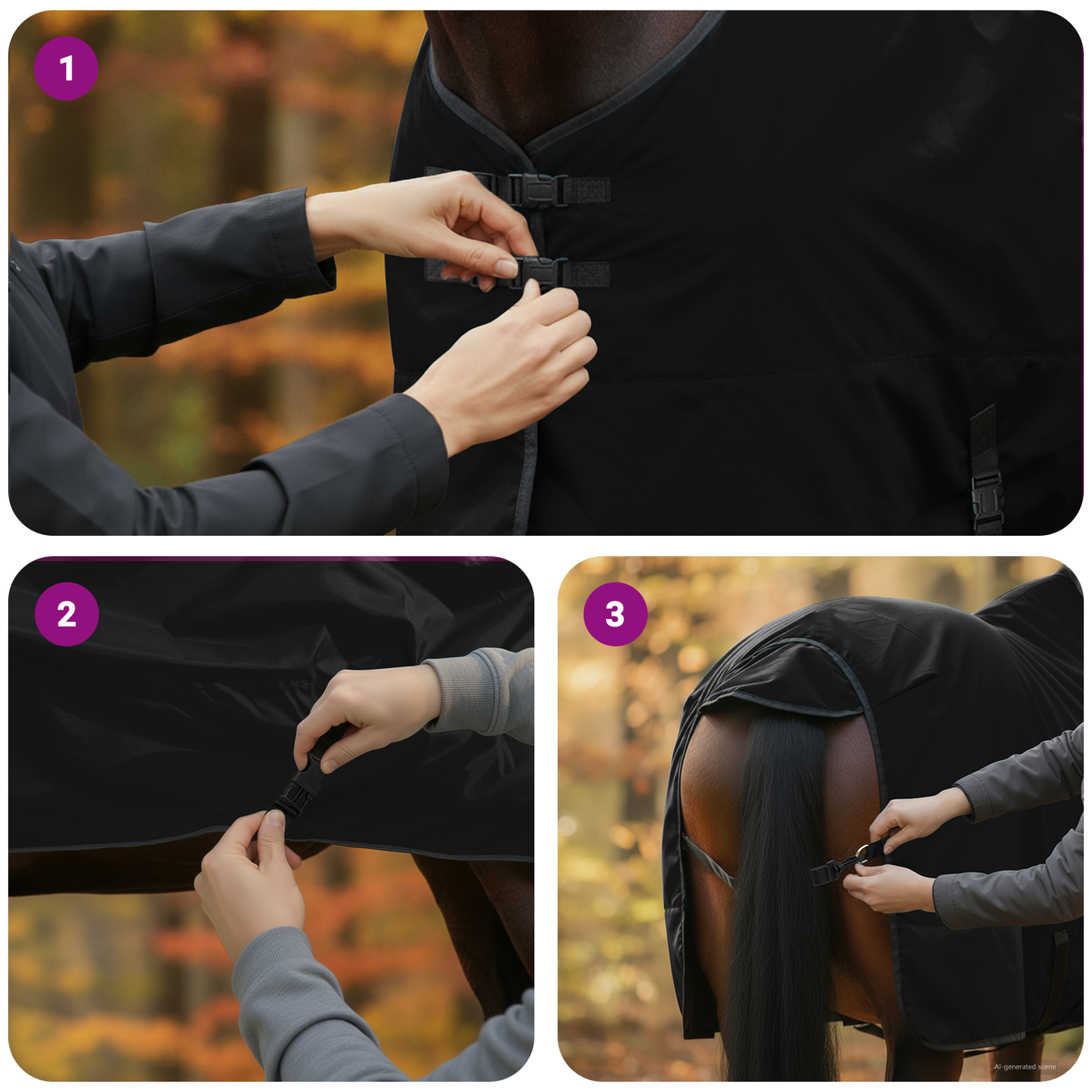 Horse Blanket Full Black 75 cm Polyester