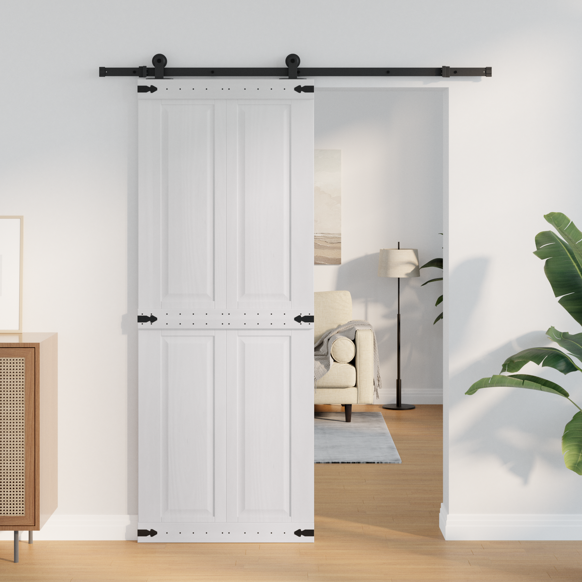 Barn Door CORONA 80 x 210 cm Solid Pine Wood White