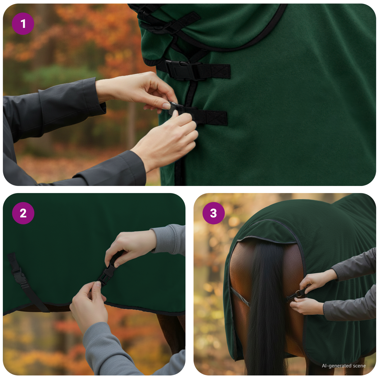 Horse Blanket Full Dark Green 95 cm Polyester Fleece