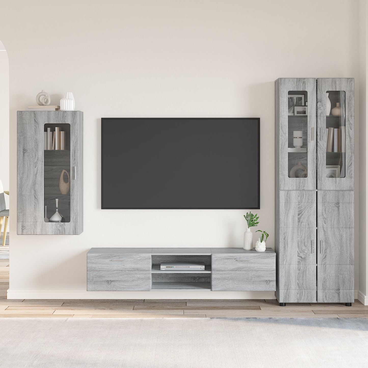 TV Cabinet Set FLORIN 3 pcs Grey Sonoma Engineered Wood