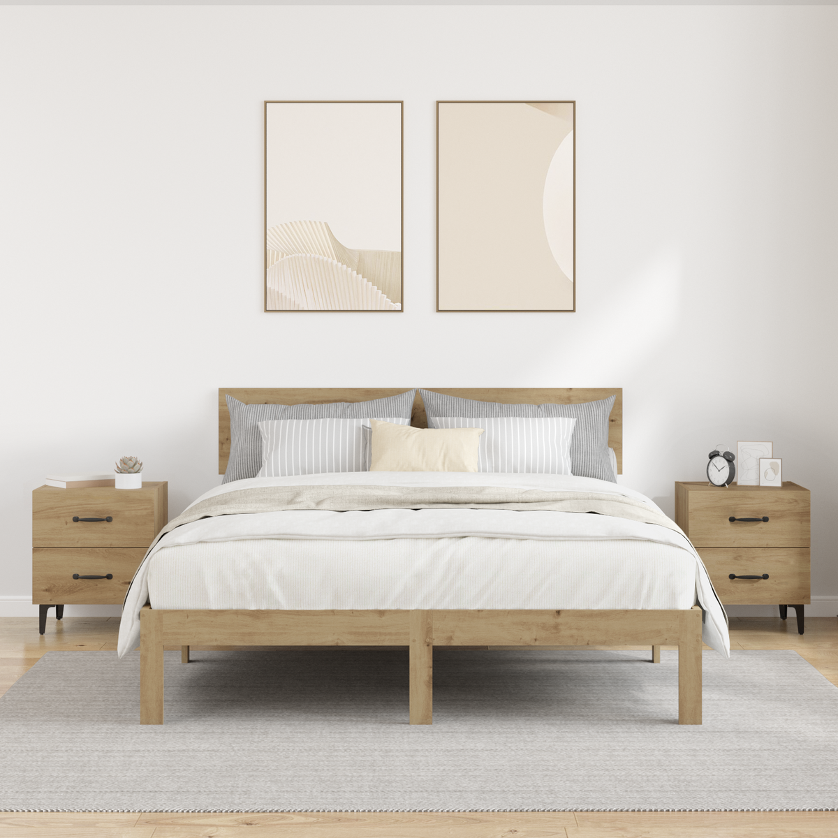 Bed Cabinet 2 pcs Artisan Oak 40 x 35 x 47.5 cm Engineered Wood