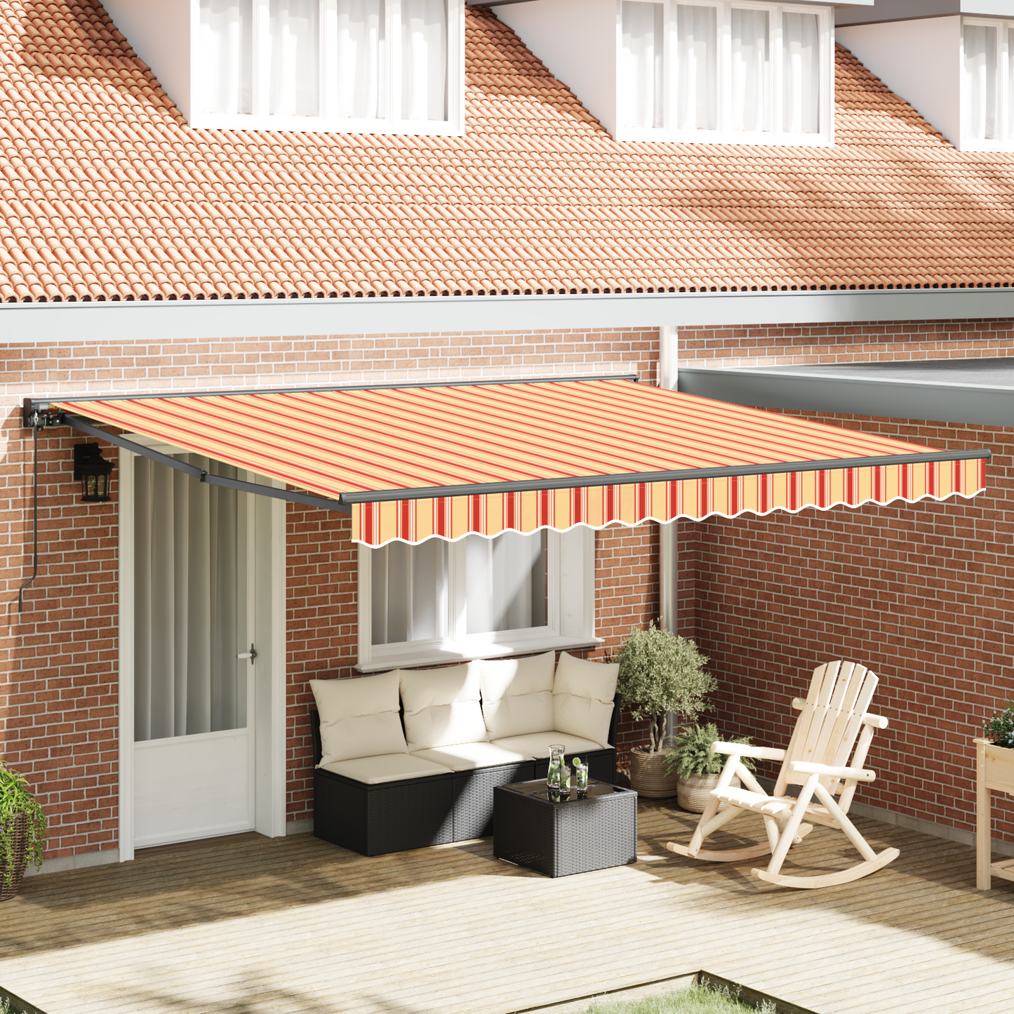 Awning Frame Multicolour 400 x 300 cm Polyester with PU coating