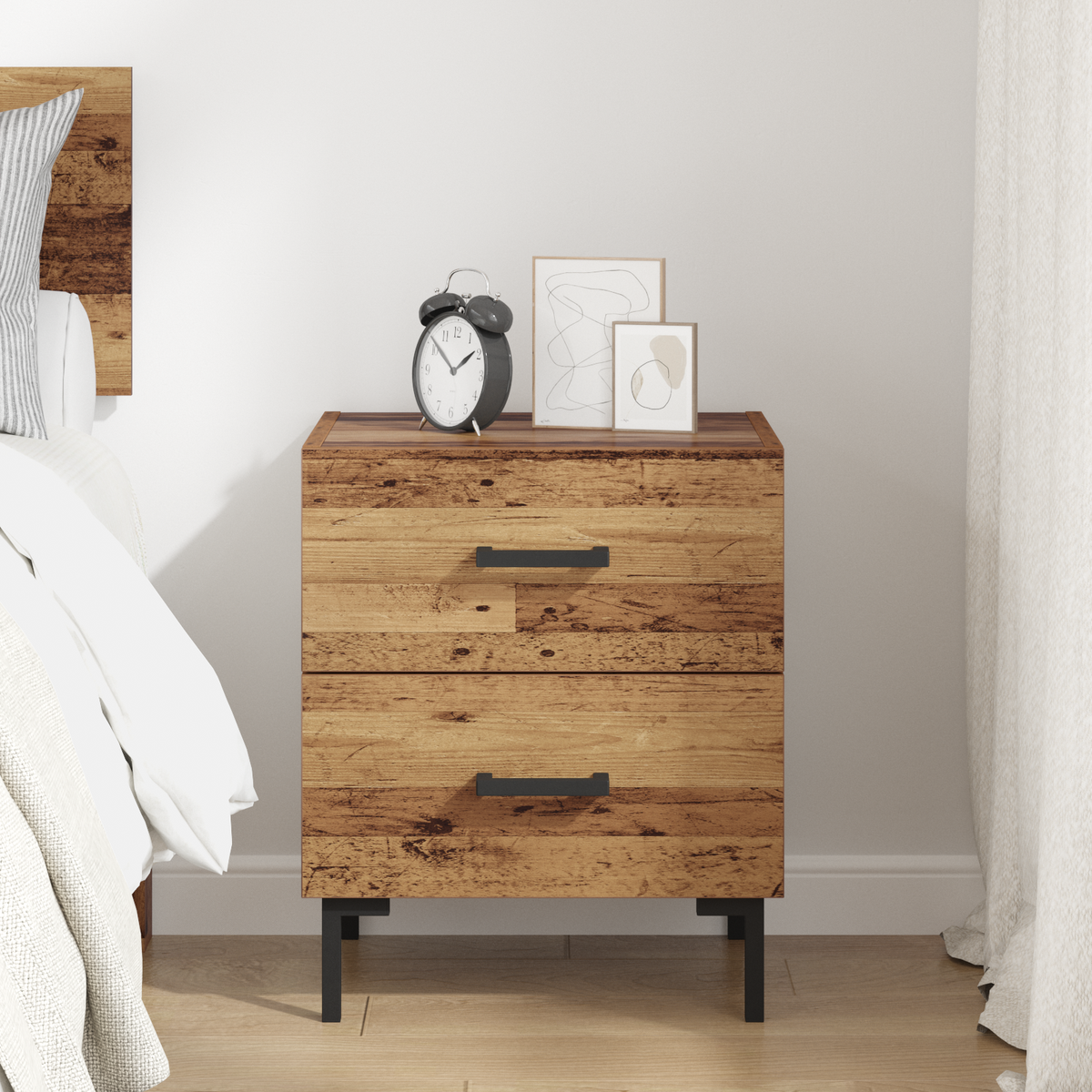 Bedside Cabinet Old Wood 40 x 35 x 47.5 cm Engineered Wood