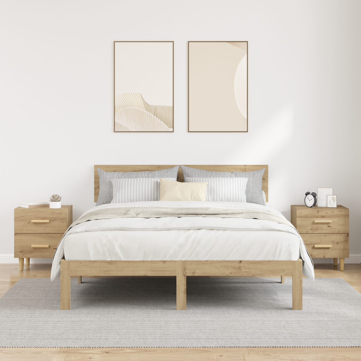 Bed Cabinet 2 pcs Artisan Oak 40 x 35 x 47.5cm Engineered Wood