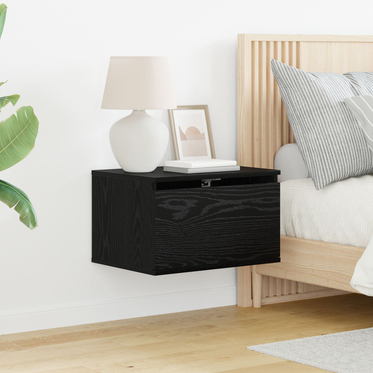 Wall-mounted Bedside Cabinet 2 pcs Black Oak 50 x 36 x 30 cm