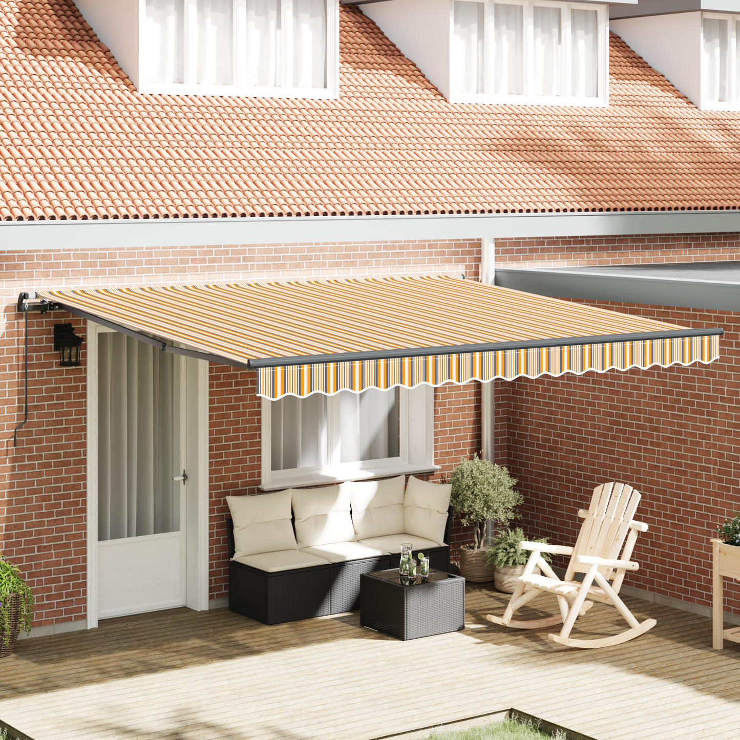 Retractable Awning Multicolour 400 x 350 cm