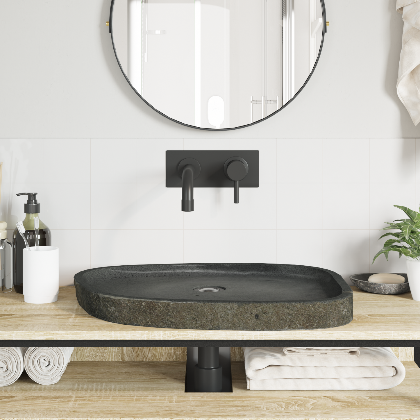 Wash Basin Grey 65 x 50 x 6 cm River Stone