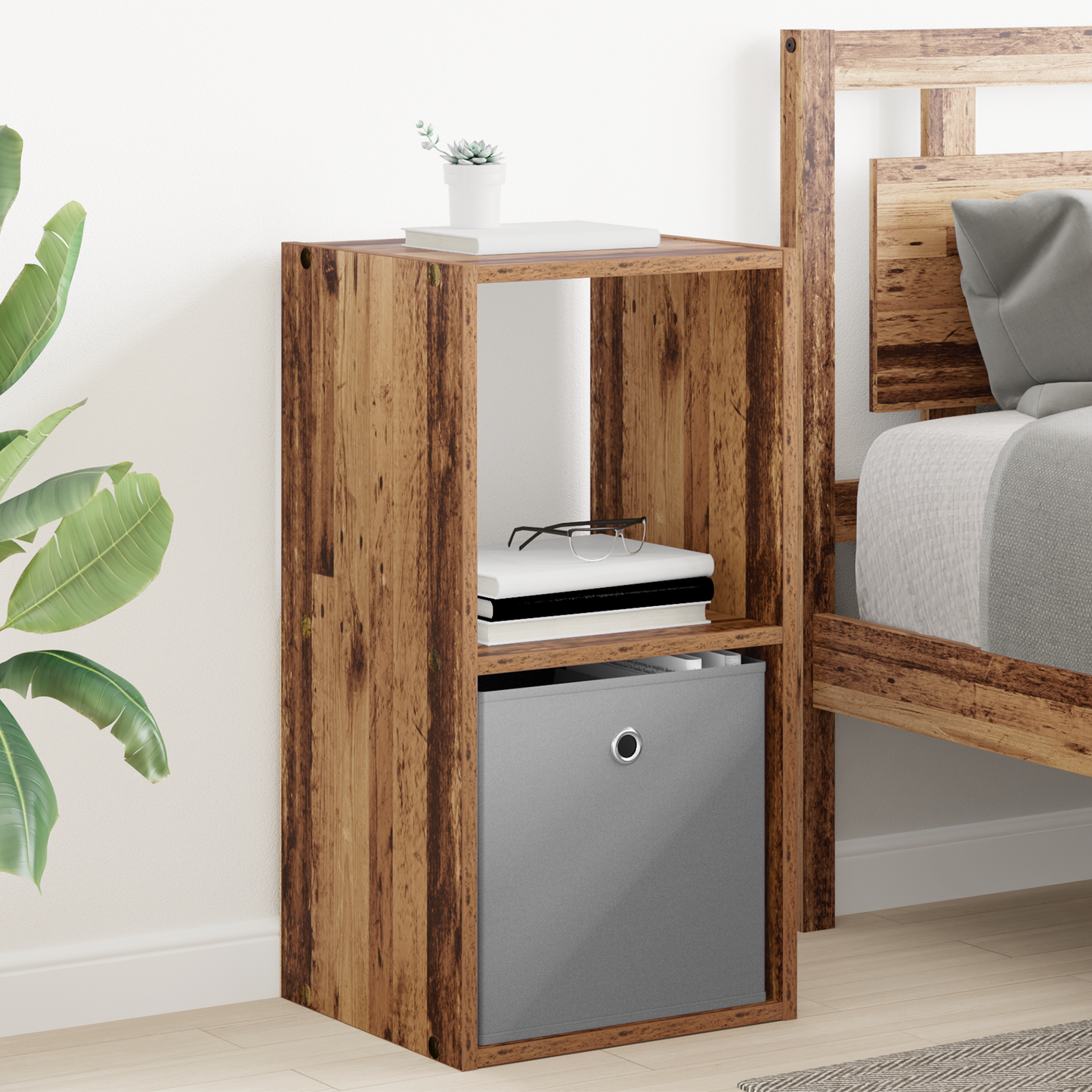Bedside Table Old Wood 35 x 32 x 68.5 cm Engineered Wood