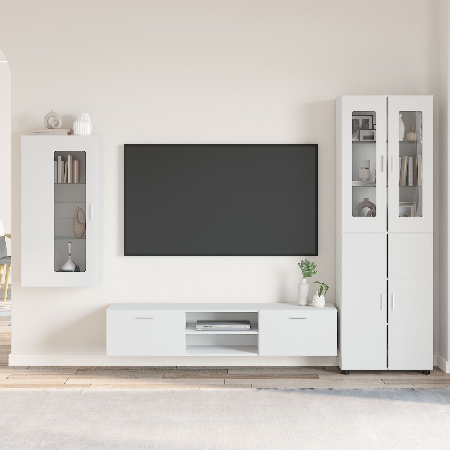 TV Cabinet Set FLORIN 3 pcs White Engineered Wood