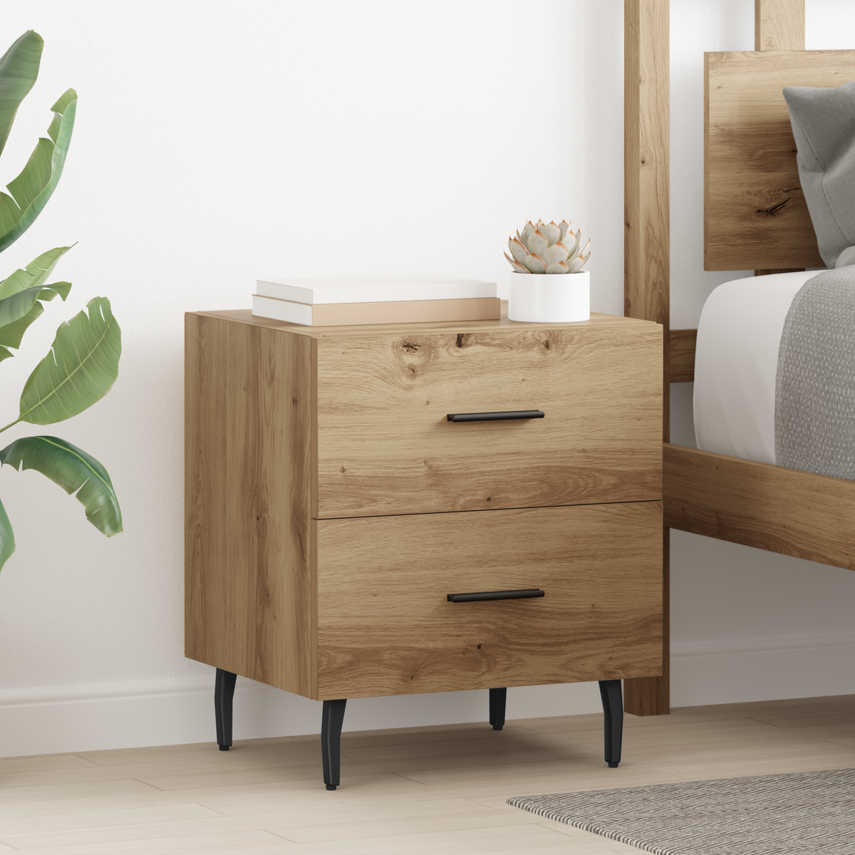 Bedside Cabinet 2 pcs Artisan Oak 40 x 35 x 47.5 cm