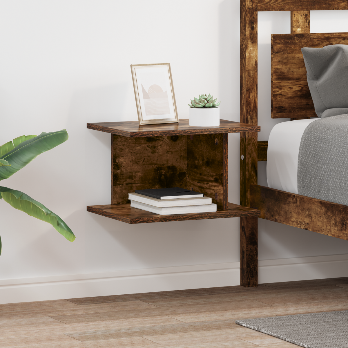 Bedside Table 2 pcs Smoked Oak 40 x 30 x 25 cm Engineered Wood