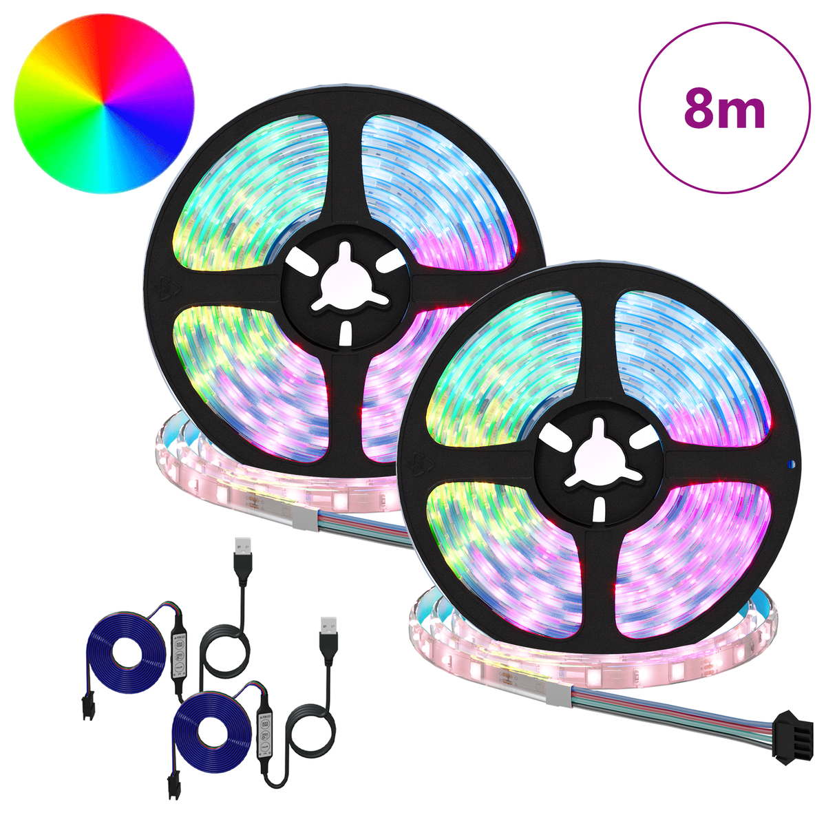 LED Strip 2 pcs Black and Transparent Copper and Plastic