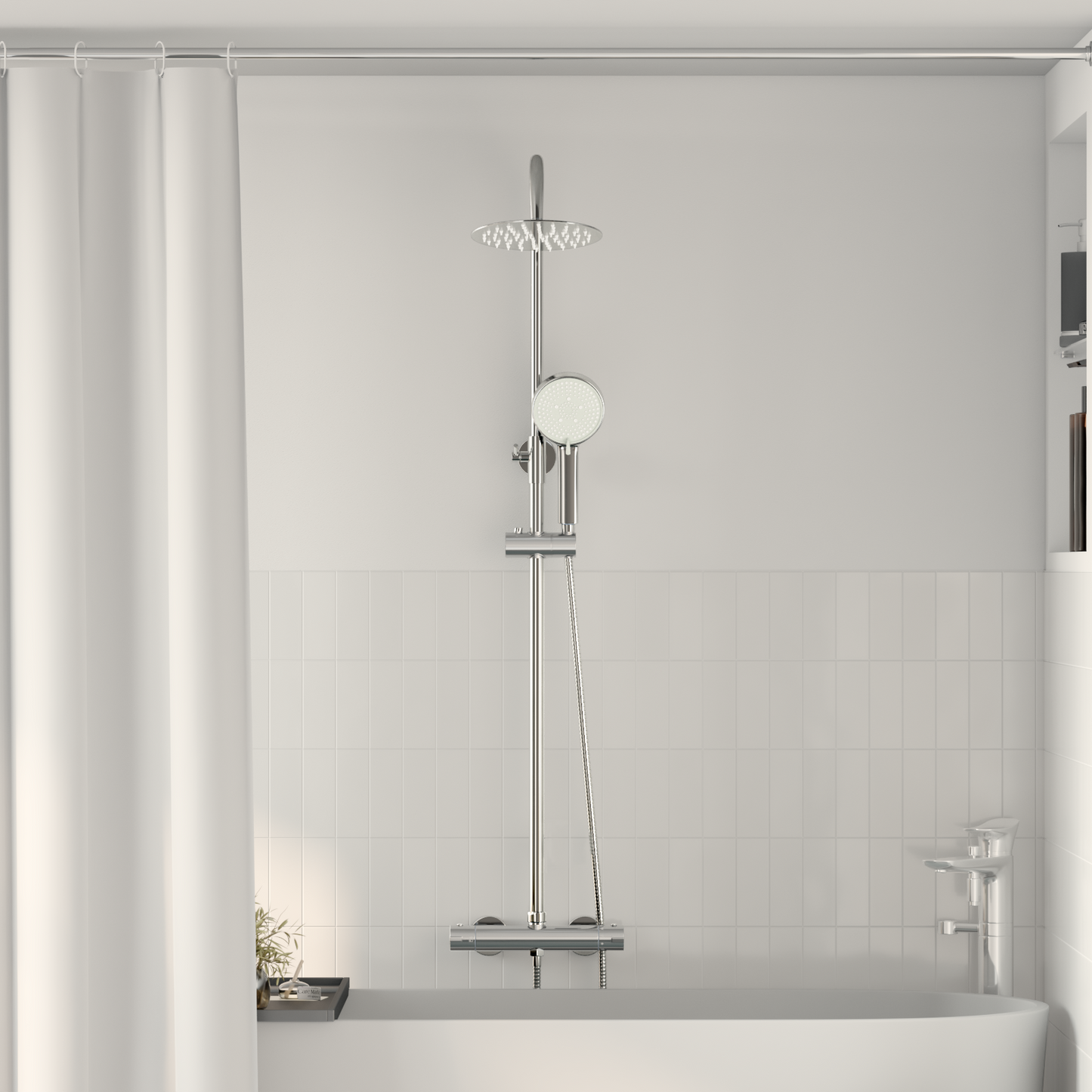 Thermostatic Shower System Set Chrome Stainless Steel 201