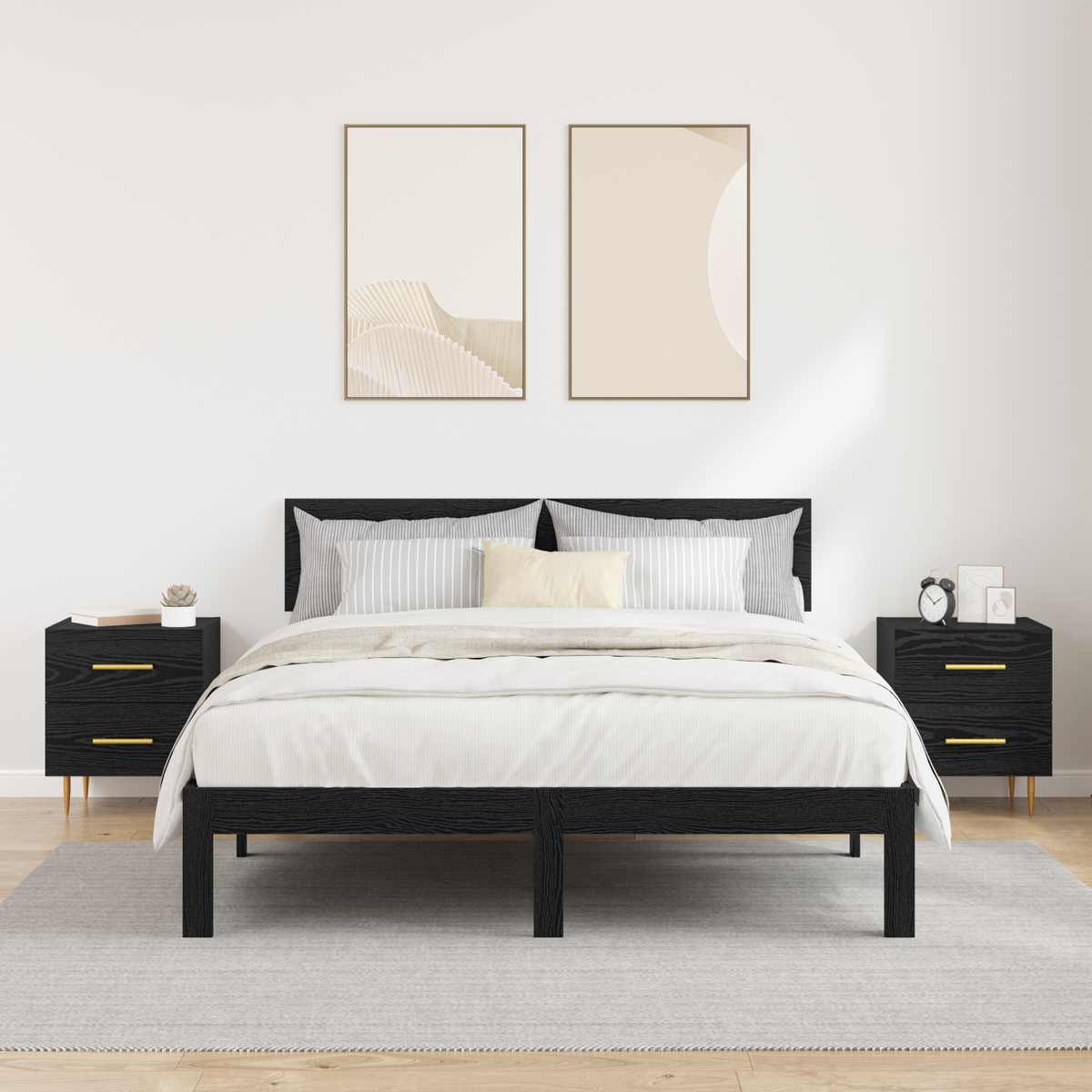 Bedside Cabinet 2 pcs Black Oak 40 x 35 x 47.5 cm