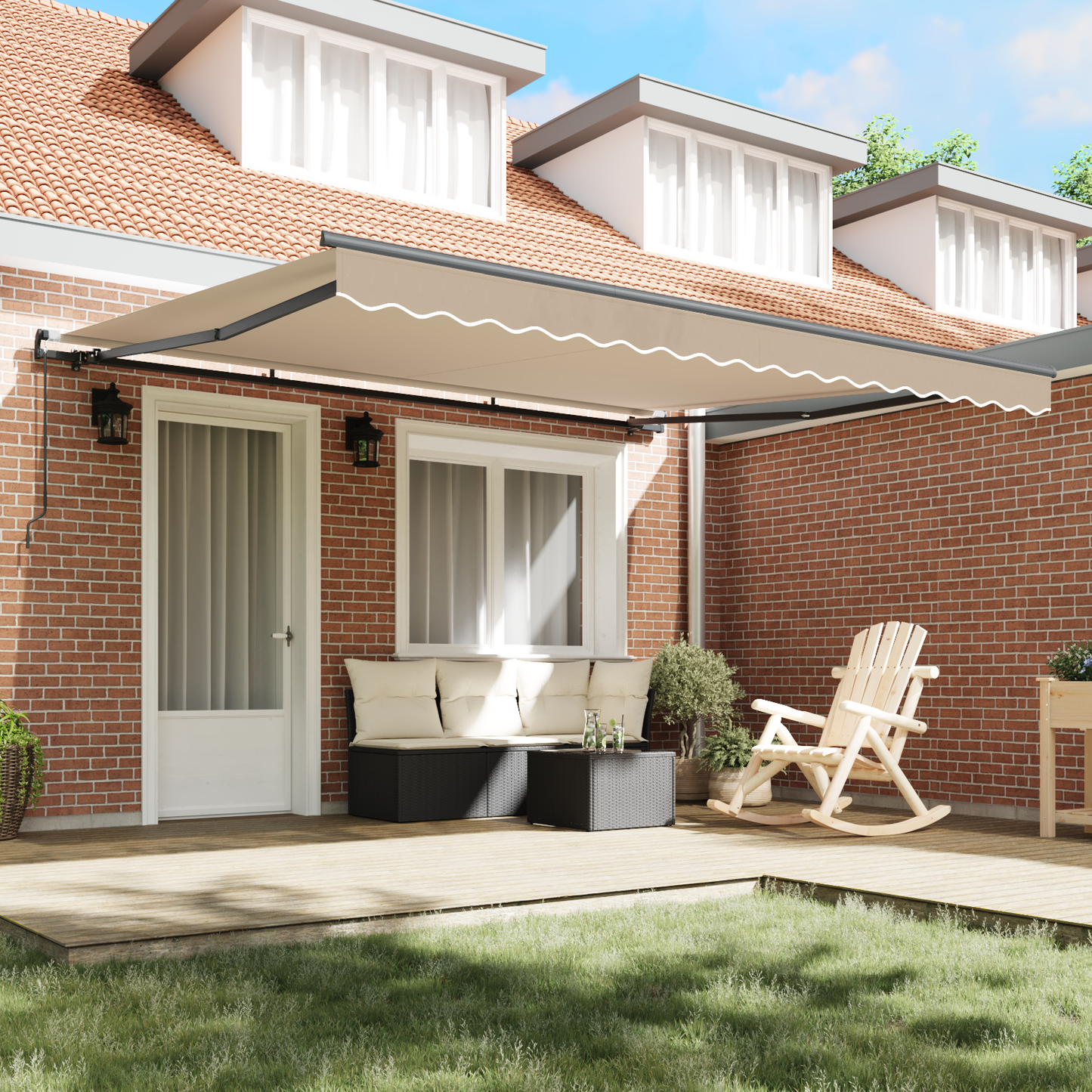 Retractable Awning Beige 400 x 350 cm Polyester and Aluminium