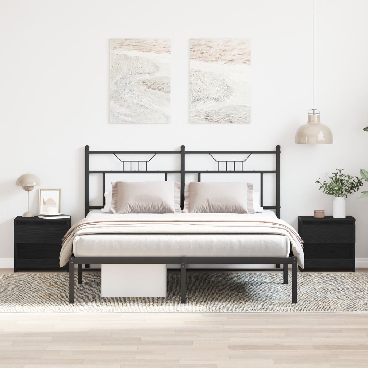 Bedside Cabinet 2 pcs Black Oak 40 x 30 x 39 cm Engineered Wood