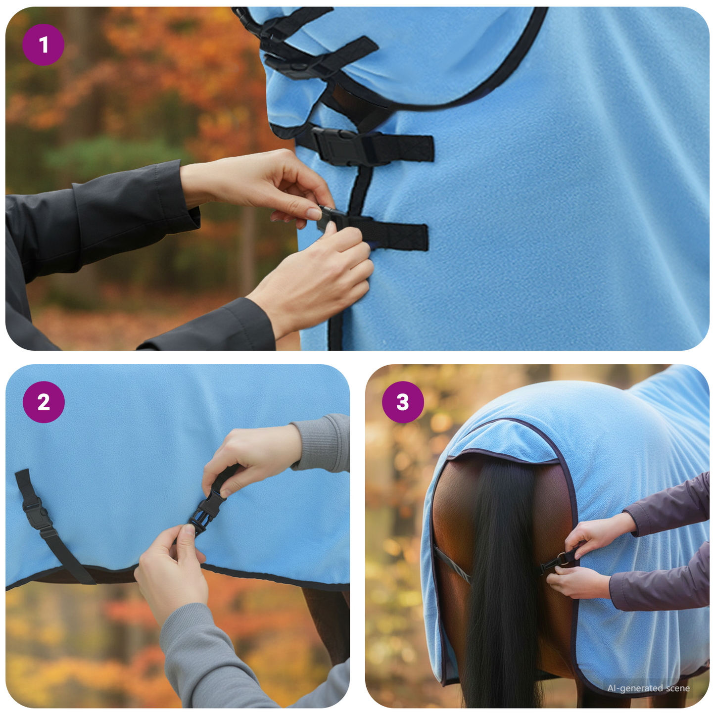 Horse Blanket Full Aqua 75 cm Polyester Fleece