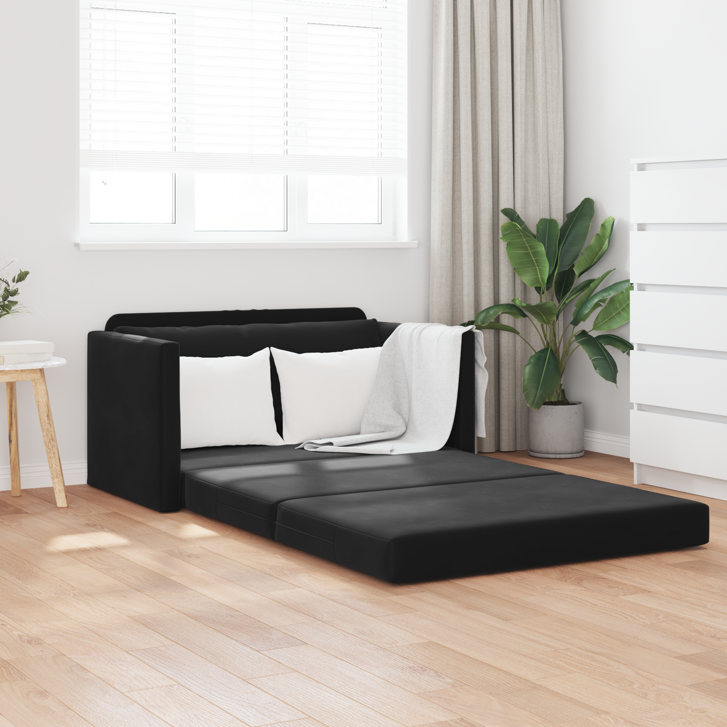 Folding Sofa Bed Black 124 x 71 x 78 cm Velvet