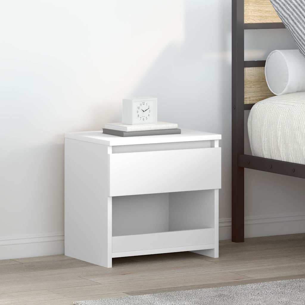 803455 vidaXL Bedside Cabinet High Gloss White 40x30x39 cm Engineered Wood