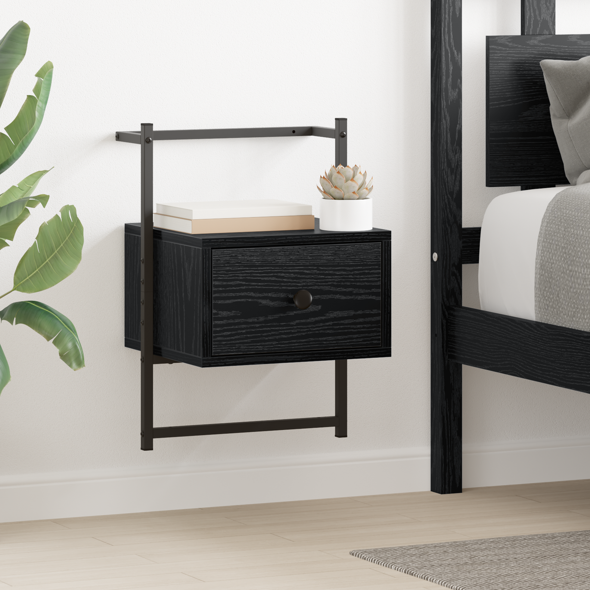 Bedside Cabinet 2 pcs Black Oak 35 x 30 x 51 cm Engineered Wood