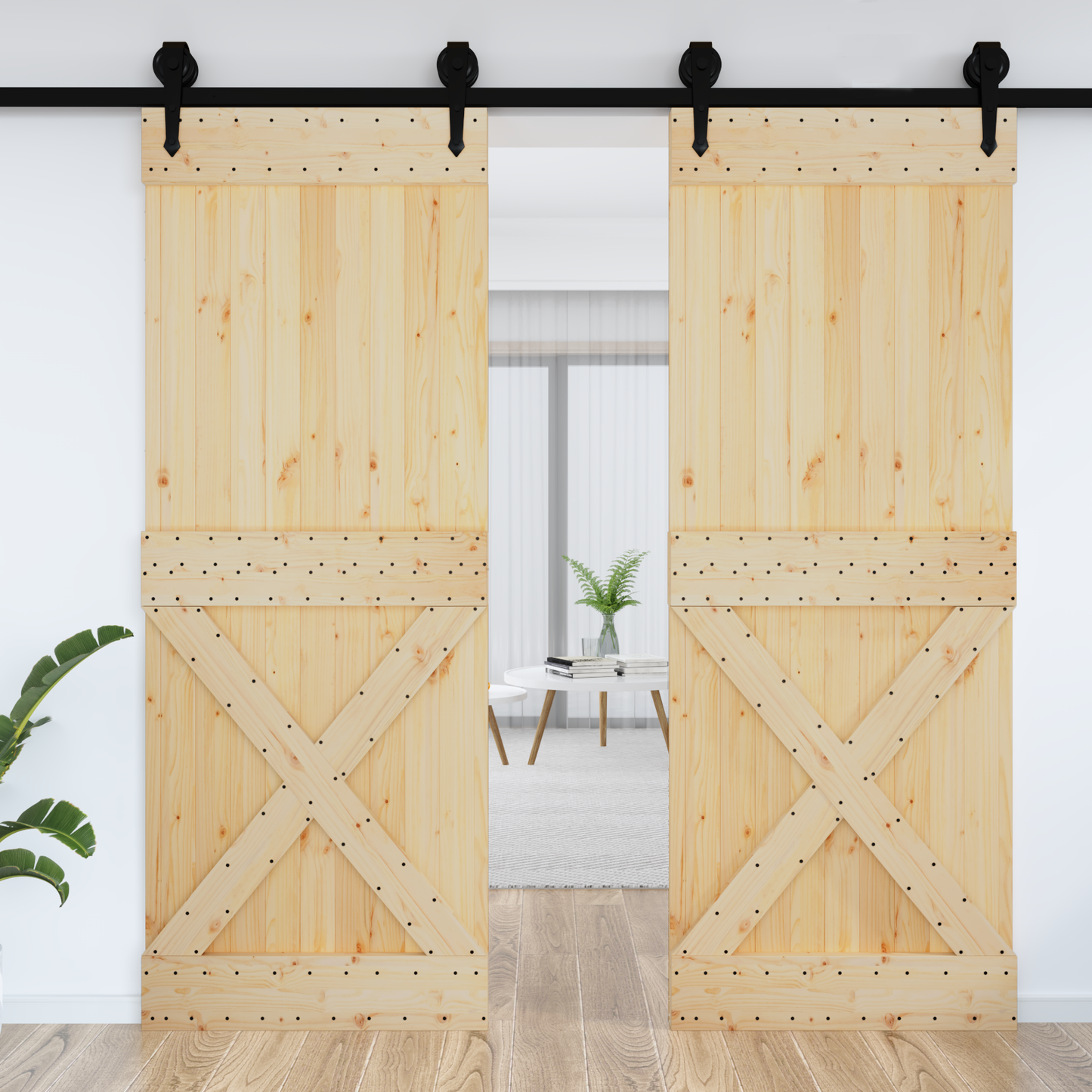 Door NARVIK 85 x 210 cm Solid Pine Wood (Untreated) Natural