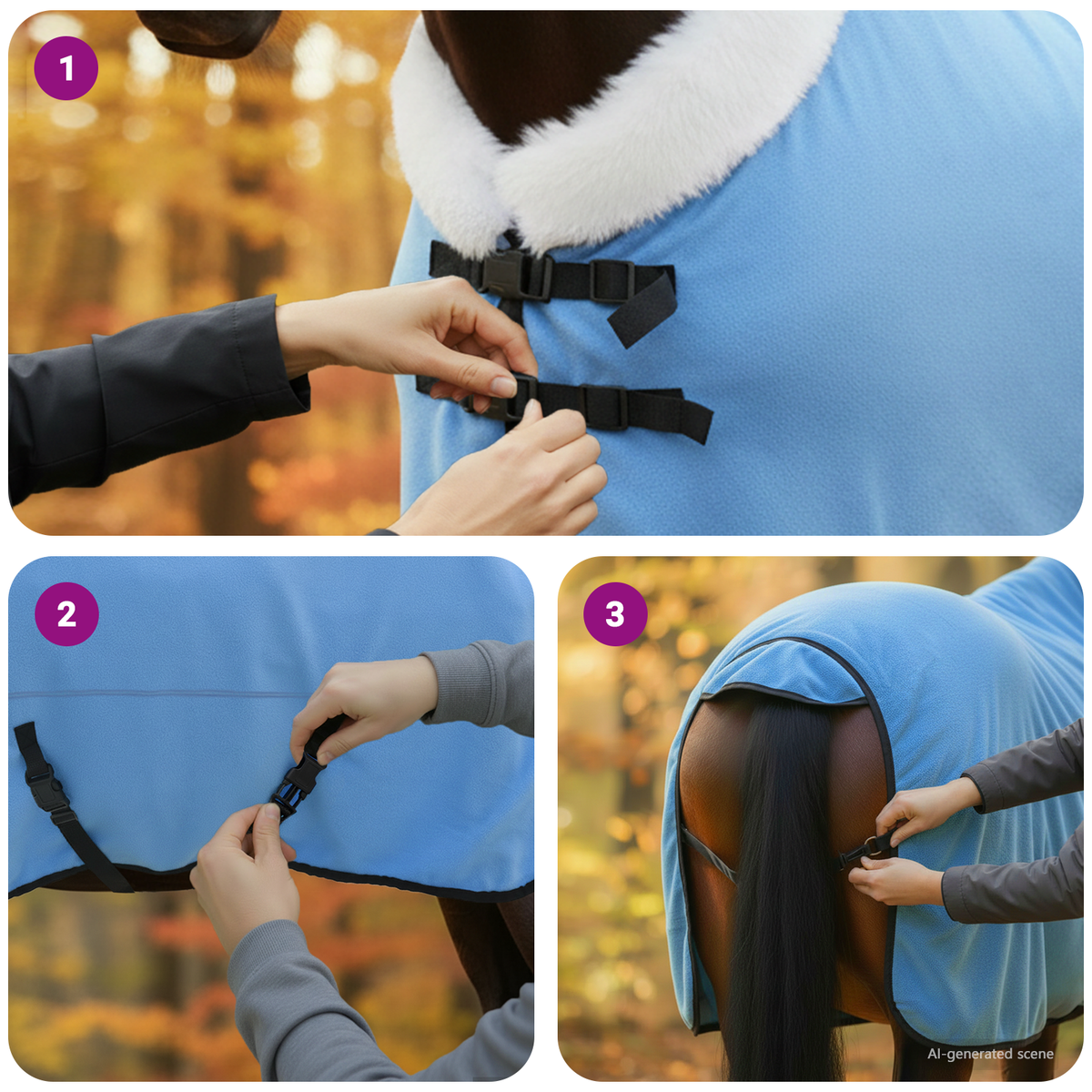 Horse Blanket Aqua 165 cm Polar fleece