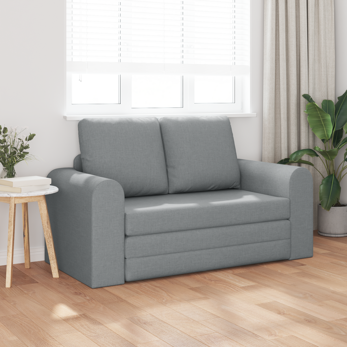 Folding Sofa Bed Light Grey 148 x 71 x 83 cm Fabric