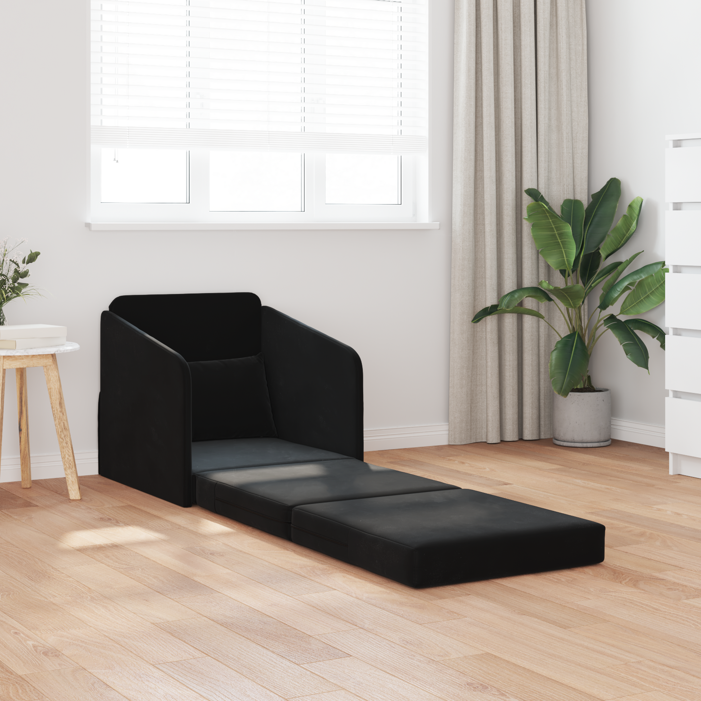 Folding Sofa Bed Black 65 x 80 x 83 cm Velvet