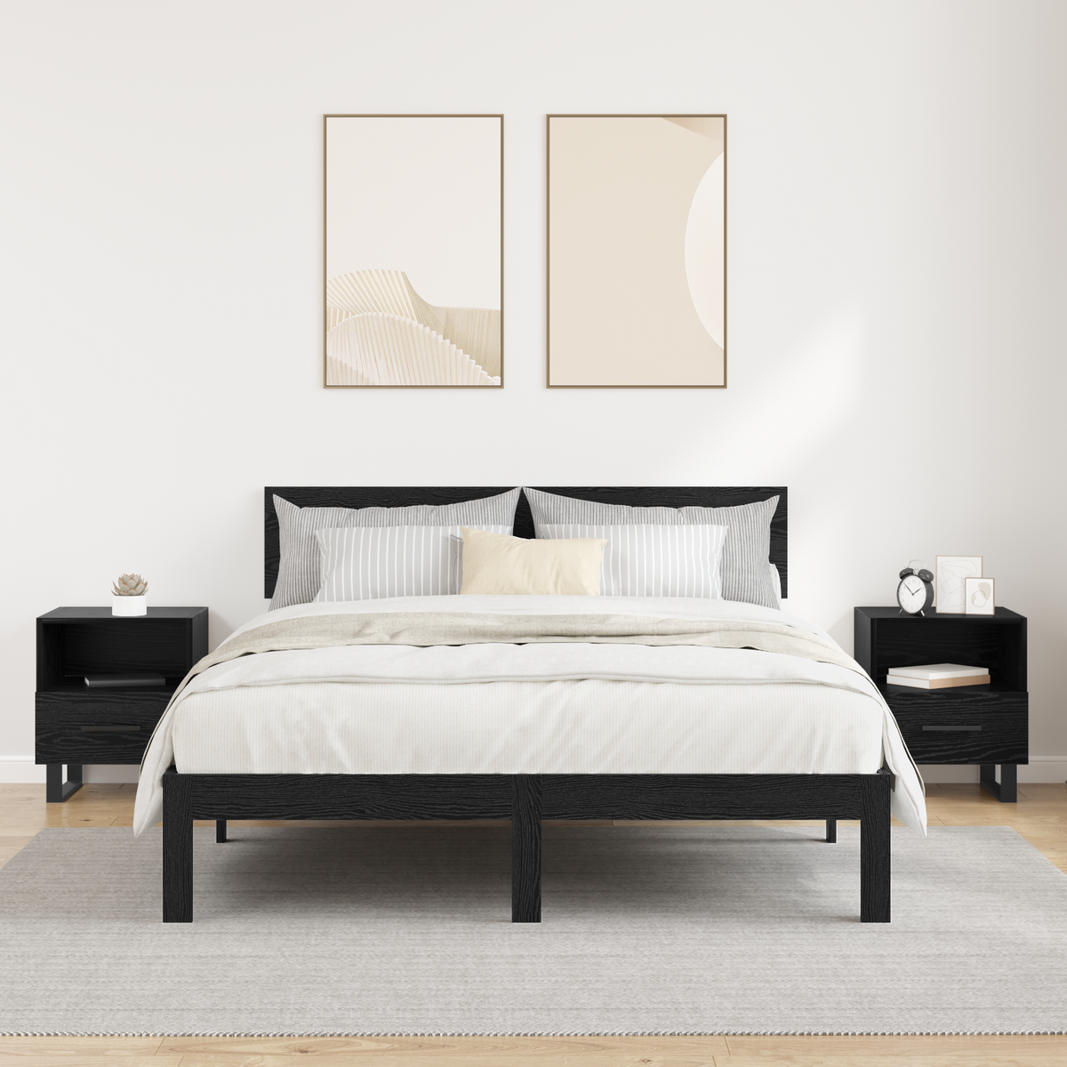 Bedside Cabinet 2 pcs Black Oak 40 x 35 x 47.5 cm