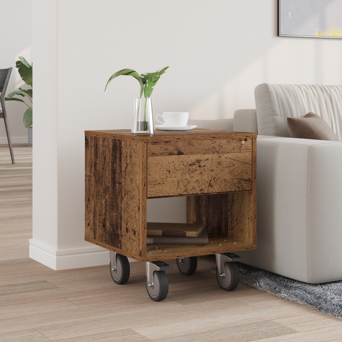 Bedside Table Old Wood 40.5 x 40 x 48 cm Engineered Wood
