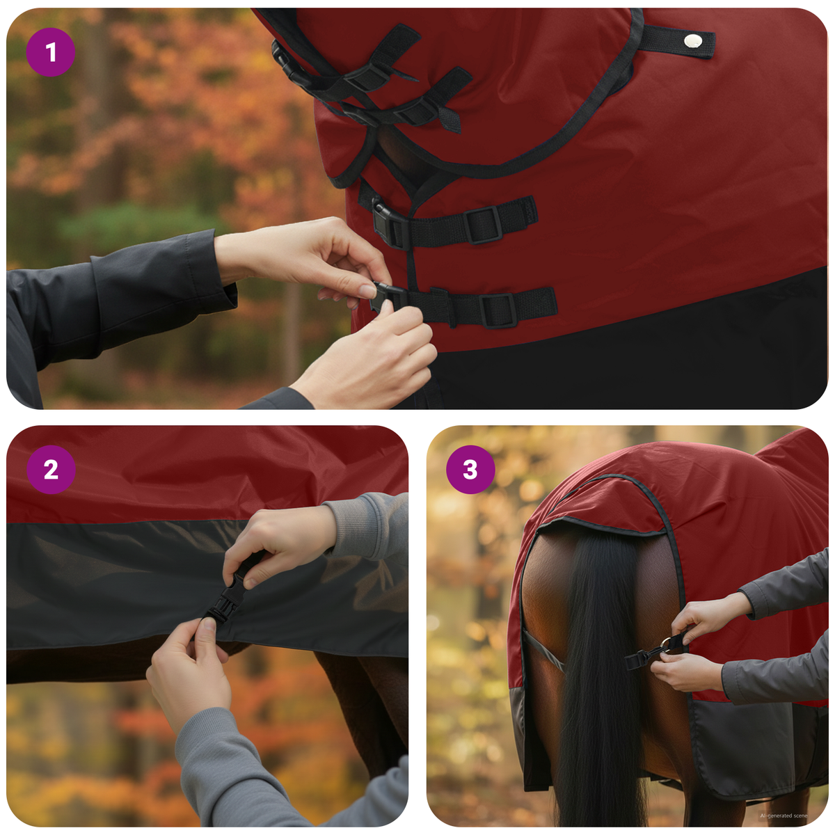 Horse Blanket Bordeaux and Black 75 cm Polyester